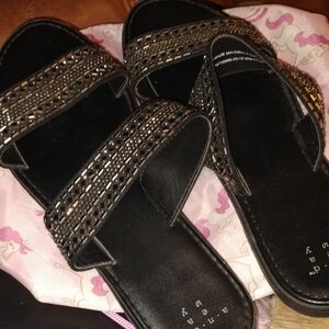 a new day Black and Silver Beaded Sandals
